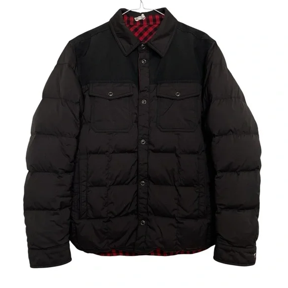 WOOLRICH Reversible Puffer Jacket Men S Buffalo Checked Goose Down Feathers Snap - Picture 3 of 16